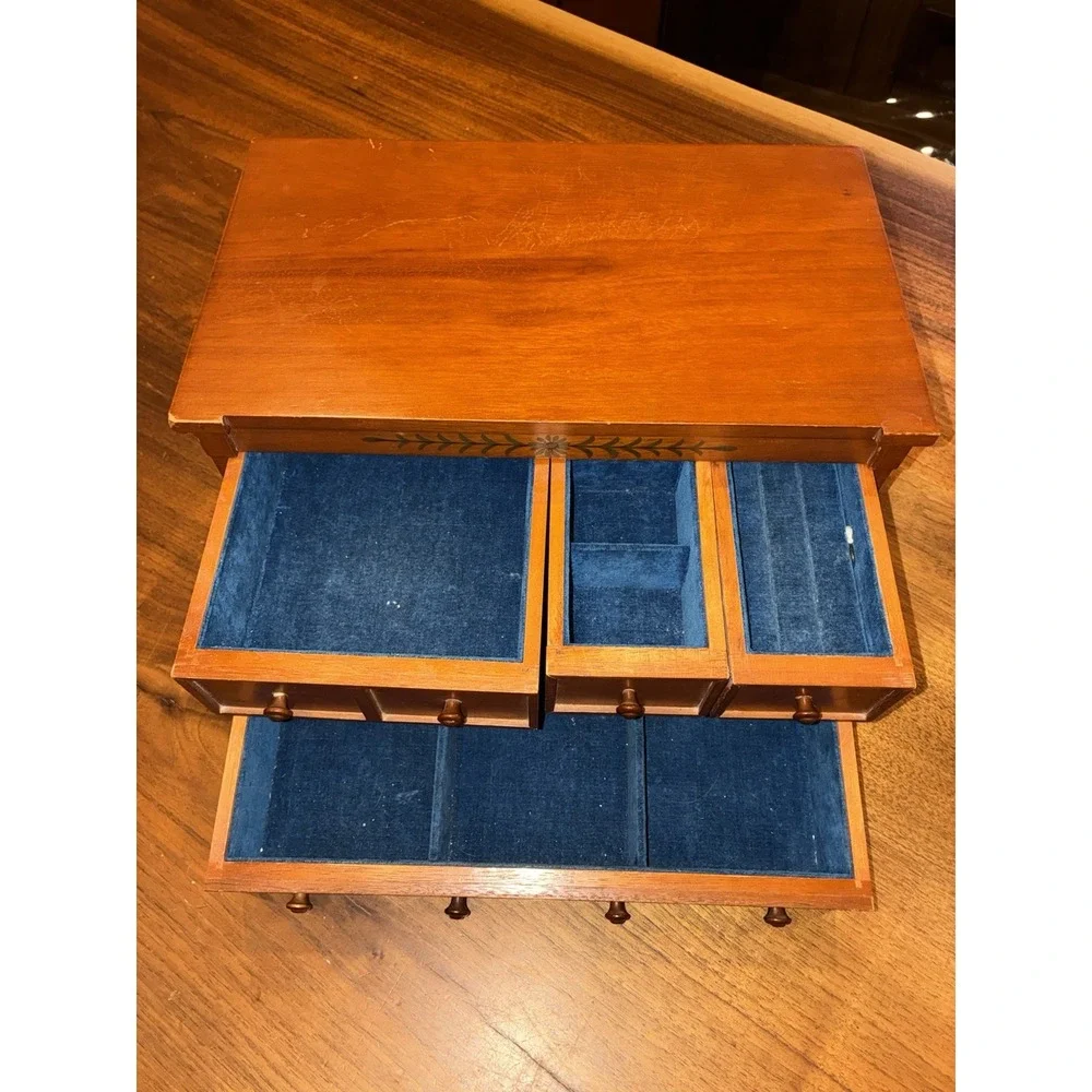 MID CENTURY MODERN WOOD JEWELRY BOX DRESSER MADE IN JAPAN